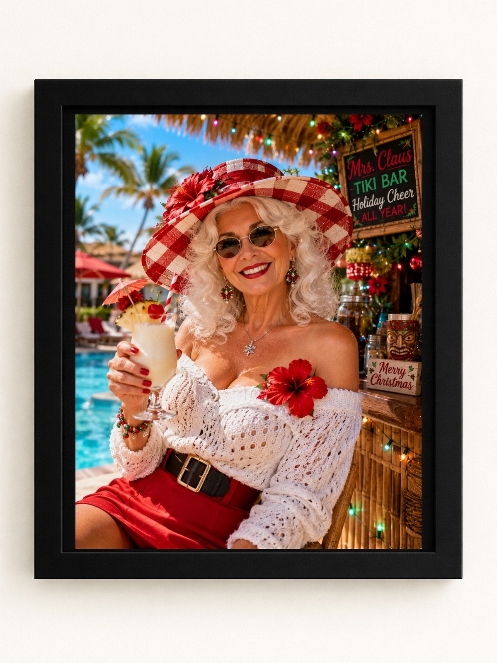Holiday Tiki Bar A.i. Art Print 8x10 Frame
